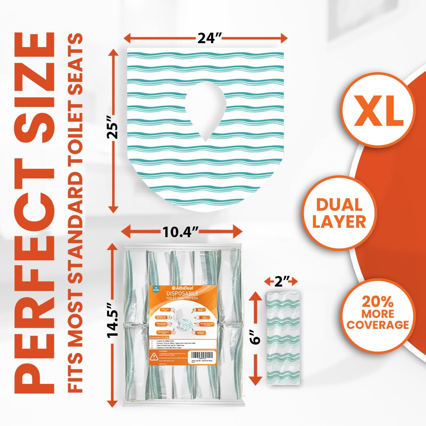 20 Extra Large Toilet Seat Covers Disposable for Kids & Adults-Toilet Covers Disposable for Travel-Toddler Toilet Seat Cover Liners for Potty Training-Individually Wrapped-Waterproof (Green)