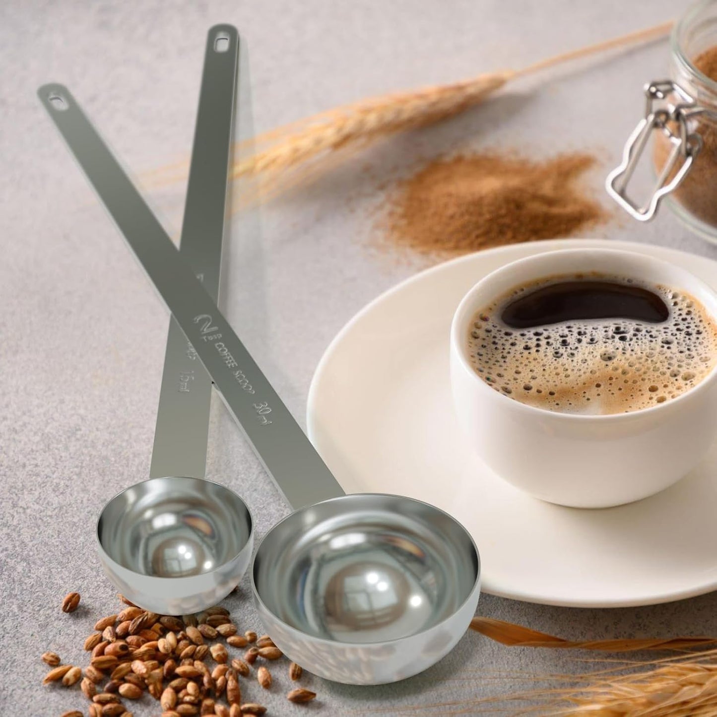 1PCS 1 Tablespoon Coffee Scoop, 9" Long Handle Measuring Spoon, One tbsp (15 ml) Stainless Steel Scooper