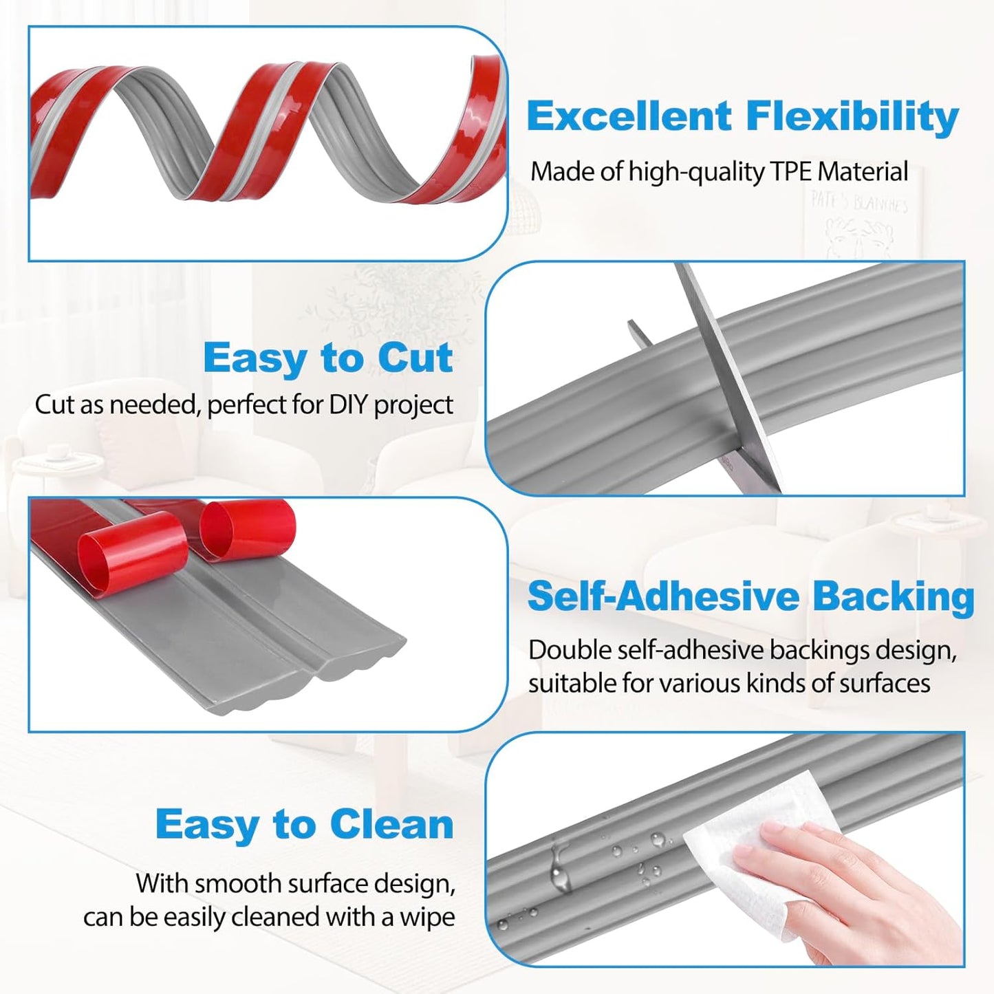 Wall Corner Protector Peel and Stick Corner Trim Molding Flexible Inside & Outside Wall Edge Guard Self Adhesive Moulding Trim for Edge Use, Gray, 2.3” W x 40’ L