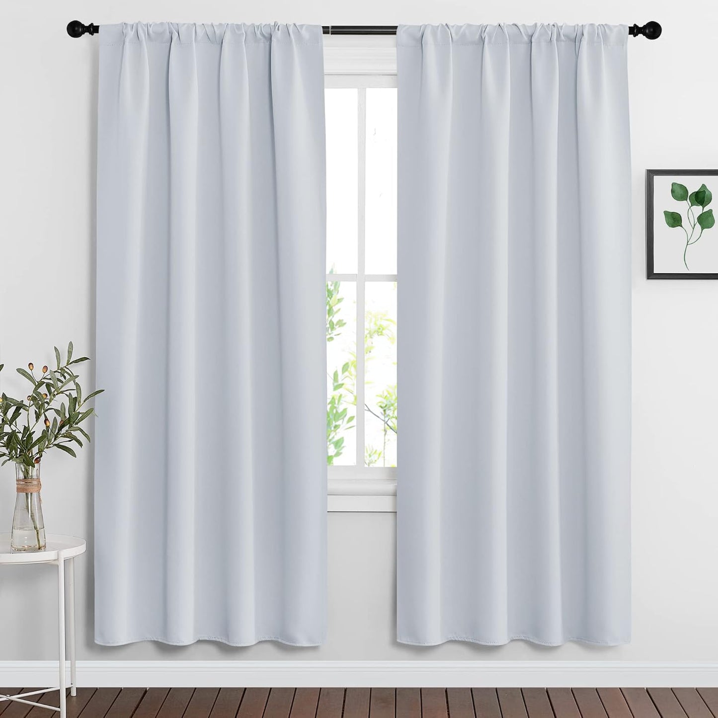 RYB HOME Room Darkening Curtains Bedroom Window Draperies Sunlight Shades Panels for Kid's Room Kitchen,42 inch Wide x 72 inch Long, Grayish White