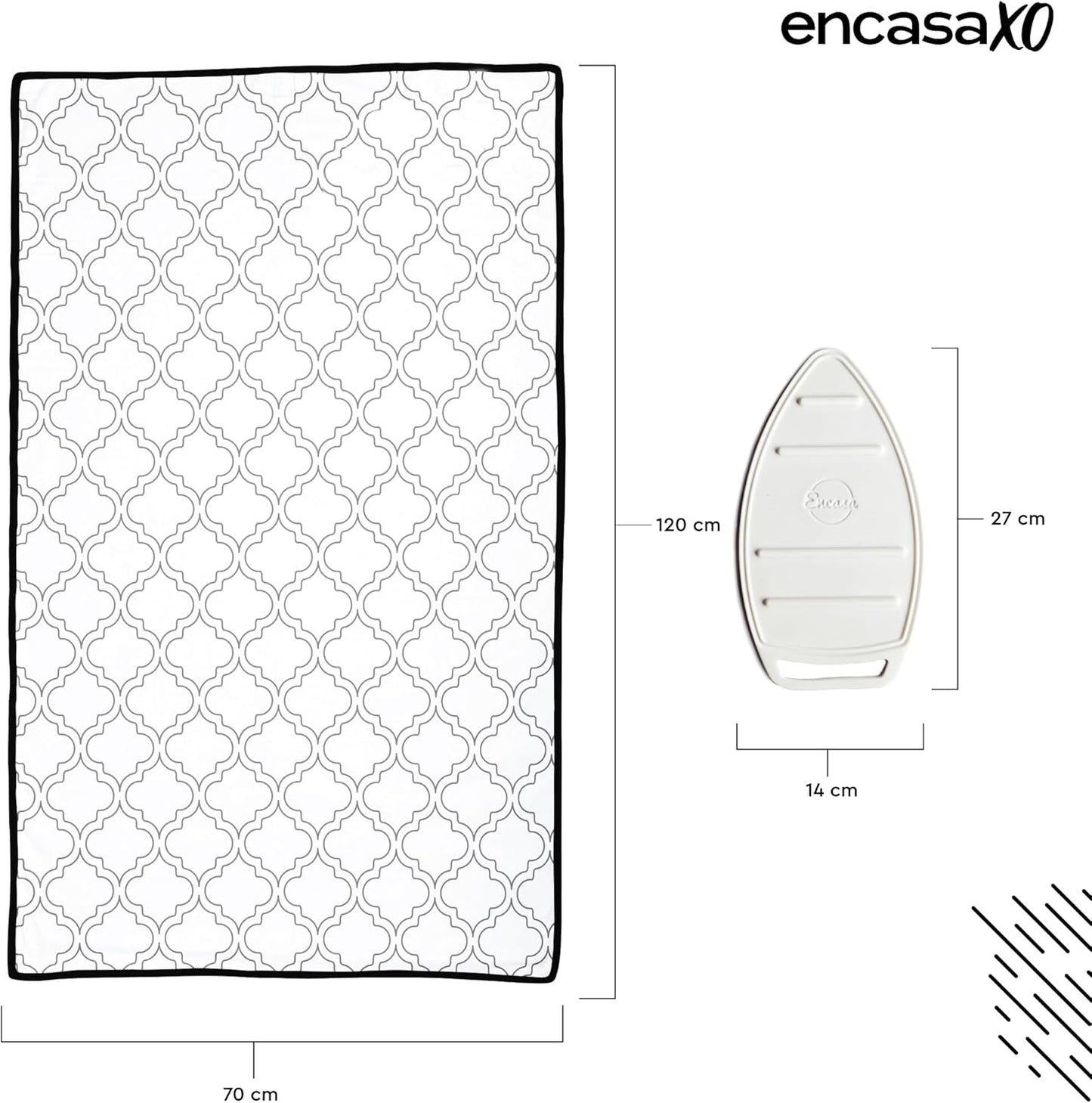 Encasa Homes Ironing Mat/Pad (Large 48"x28") with 3mm Padding & Silicone Iron Rest for Steam Pressing on Tabletop or Bed - Heat Resistant, Portable, Quilting & Travel Blanket - White Tiles
