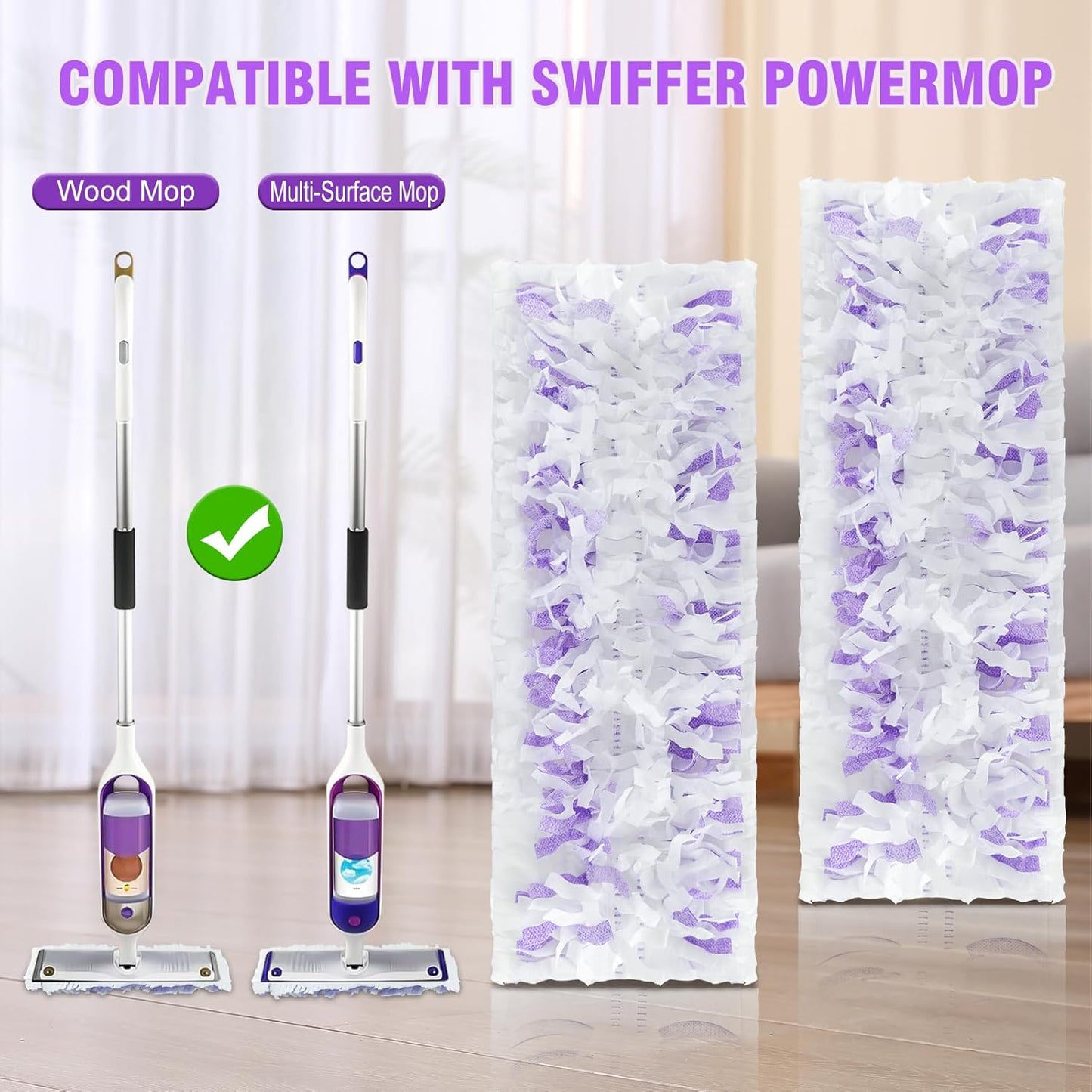 28 Count ‌Disposable Heavy-Duty Power Mop Pads Refills for Swiffer Power Mop ,Replacement Floor Cleaning Refills, Non-Washable & Unscented, Compatible with Swiffer PowerMop (Quick-Absorb, No Residue)