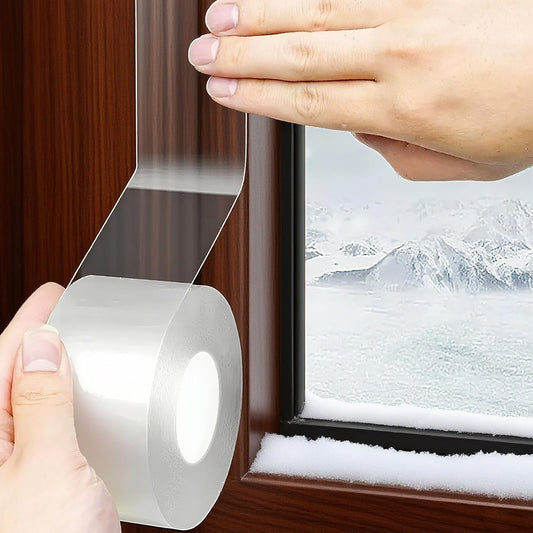 Transparent Window Weather Sealing Tape 2 Inch x 33 FT Weather Stripping Residue-Free Clear Window Insulation Caulk for Shower Glass Gaps and Clear Tape Doors Windows Windproof