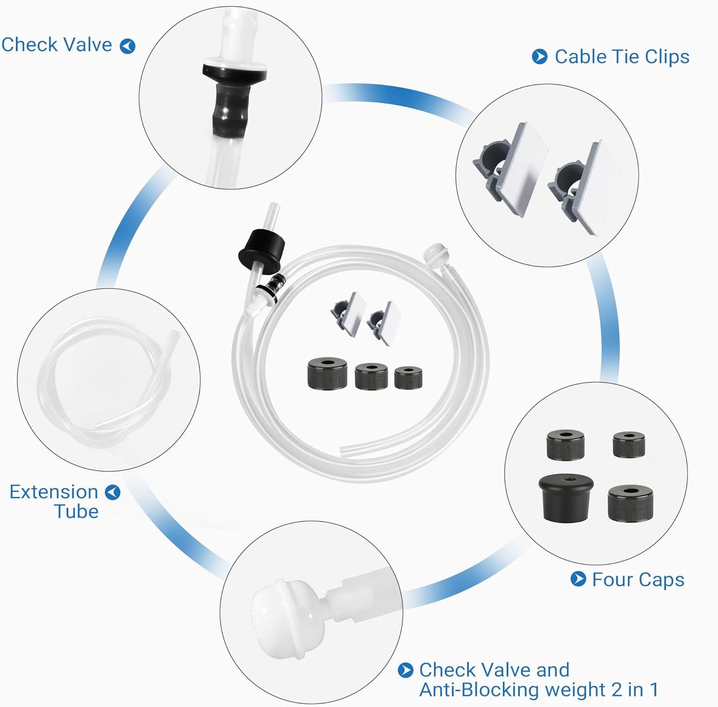 Yofidra Sink Soap Dispenser Extension Kit: Under Sink Dish Soap Dispenser with 47" Tube Hose and Check Valve for Prevent Backflow Countertop Kitchen Sink Accessories