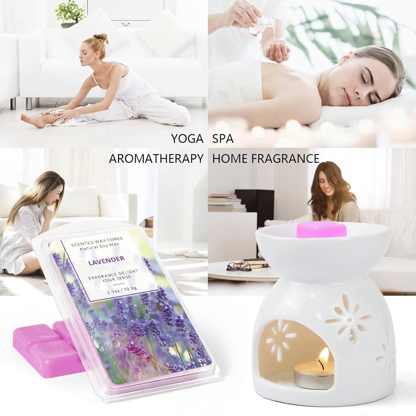 SCENTORINI Lavender Wax Melts Wax Cubes, Lavender Candle Wax Melts Strong Scent, Soy Scented Wax Melts for Wax Warmers Christmas Decor, 2 x 2.5 oz