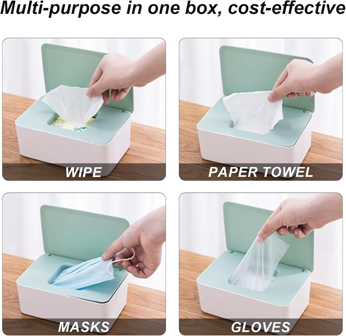 2Pcs Diaper Wipes Dispenser, Refillable Wipe Container, Wipe Container with Sealing Design Lid, Keep Wipes Fresh,Wet Wipes Cases (Gray and Green)