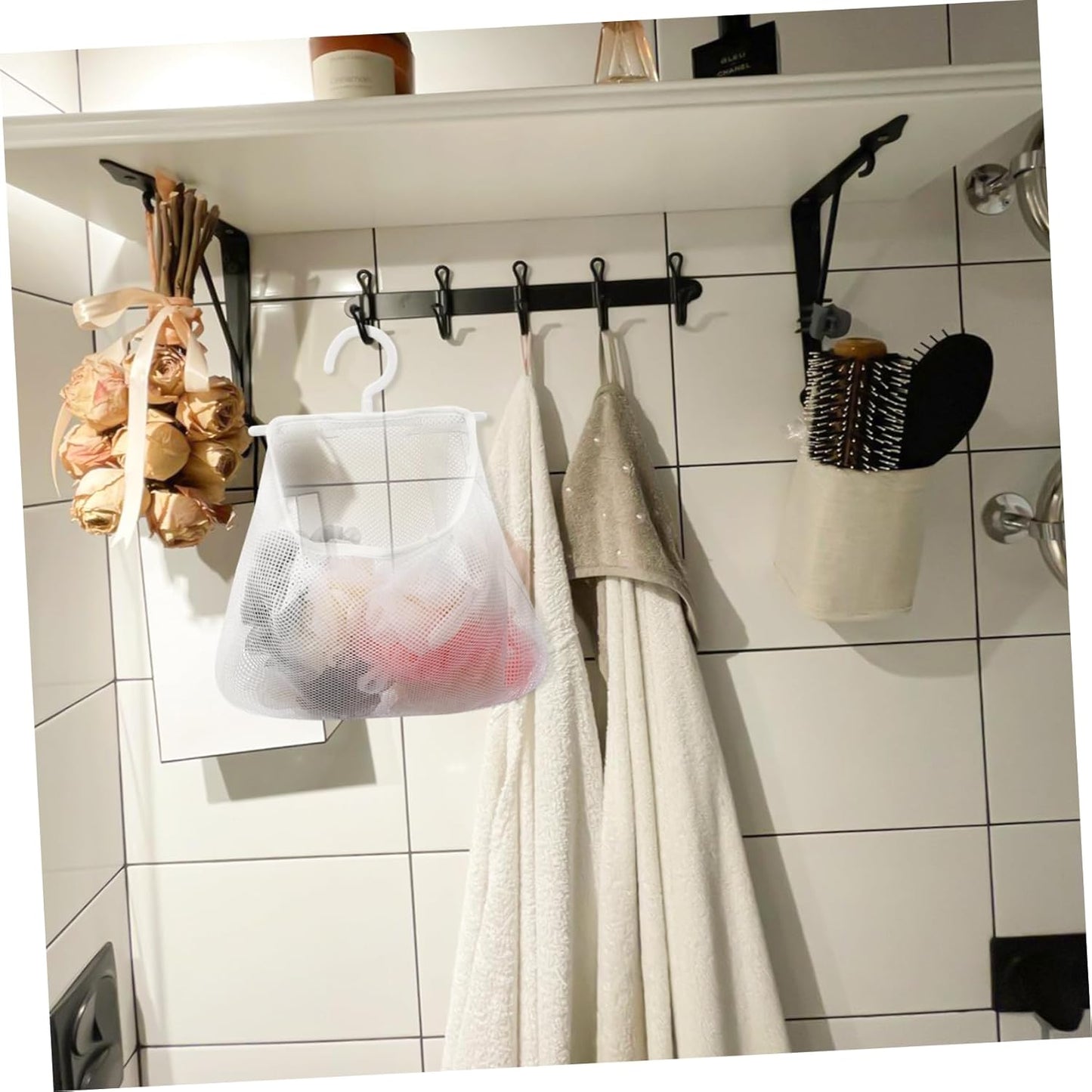 Cabilock 5pcs Mesh Hanging Bag Hanging Clothes Travel White Polyester Fruit