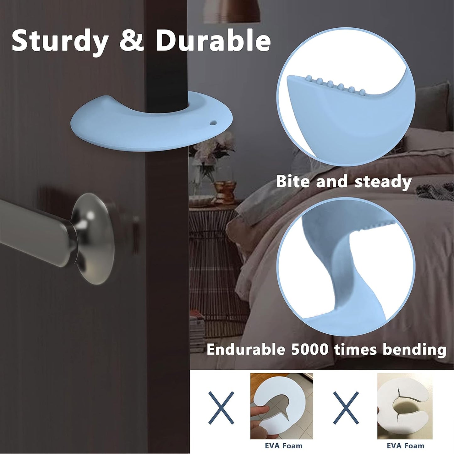 Silicone Door Pinch Guard and Door Slam Stopper, Durable Finger Pinch Guard, Prevents Pinch Injuries, Slamming Doors, Door Stopper for Kids, 6 Packs Blue.