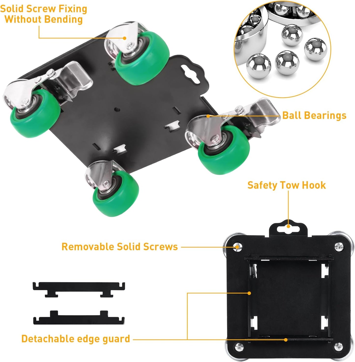 Furniture Movers with 4 Wheels,Heavy Duty Furniture Lift Mover Tool Set with 2000 lbs Load Capacity, Easy Sliders Dolly with Removable Side Guards&Brake, for Moving Appliance,Sofa etc