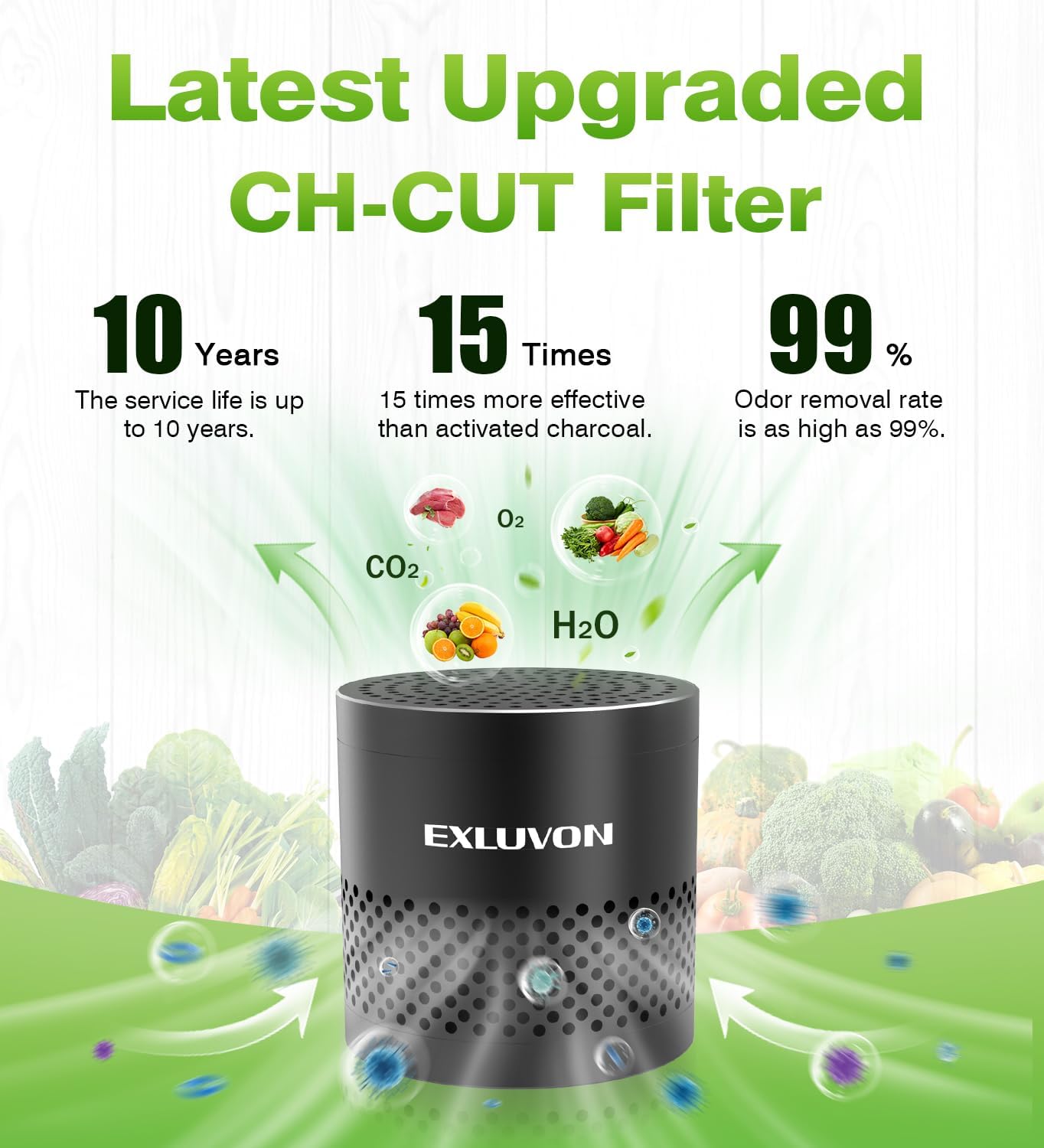 Refrigerator Deodorizer, Fridge Odor Eliminator Lasts for 10 Years, Household Essentials Travel Size Air Purifiers, More Effective Than Baking Soda and Bamboo Charcoal Air Purifying Bag, Black