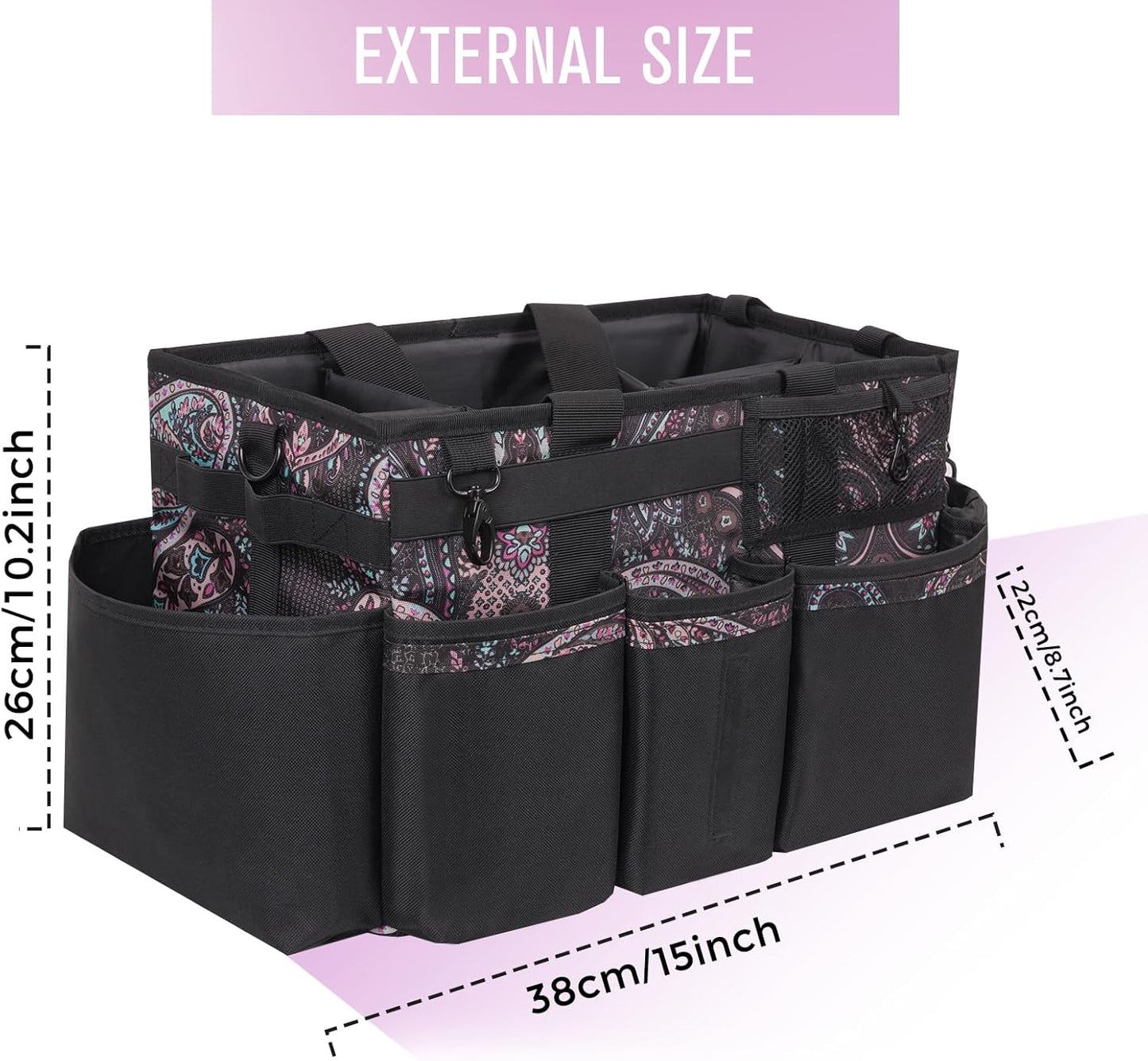 Wearable Cleaning Caddy, Cleaning Caddy Supplies Organizer with Handle & Shoulder Straps for Housekeepers, Under Sink & Car Cleaning Tool Organizers Bag with 4 Foldable Divider (Totem)