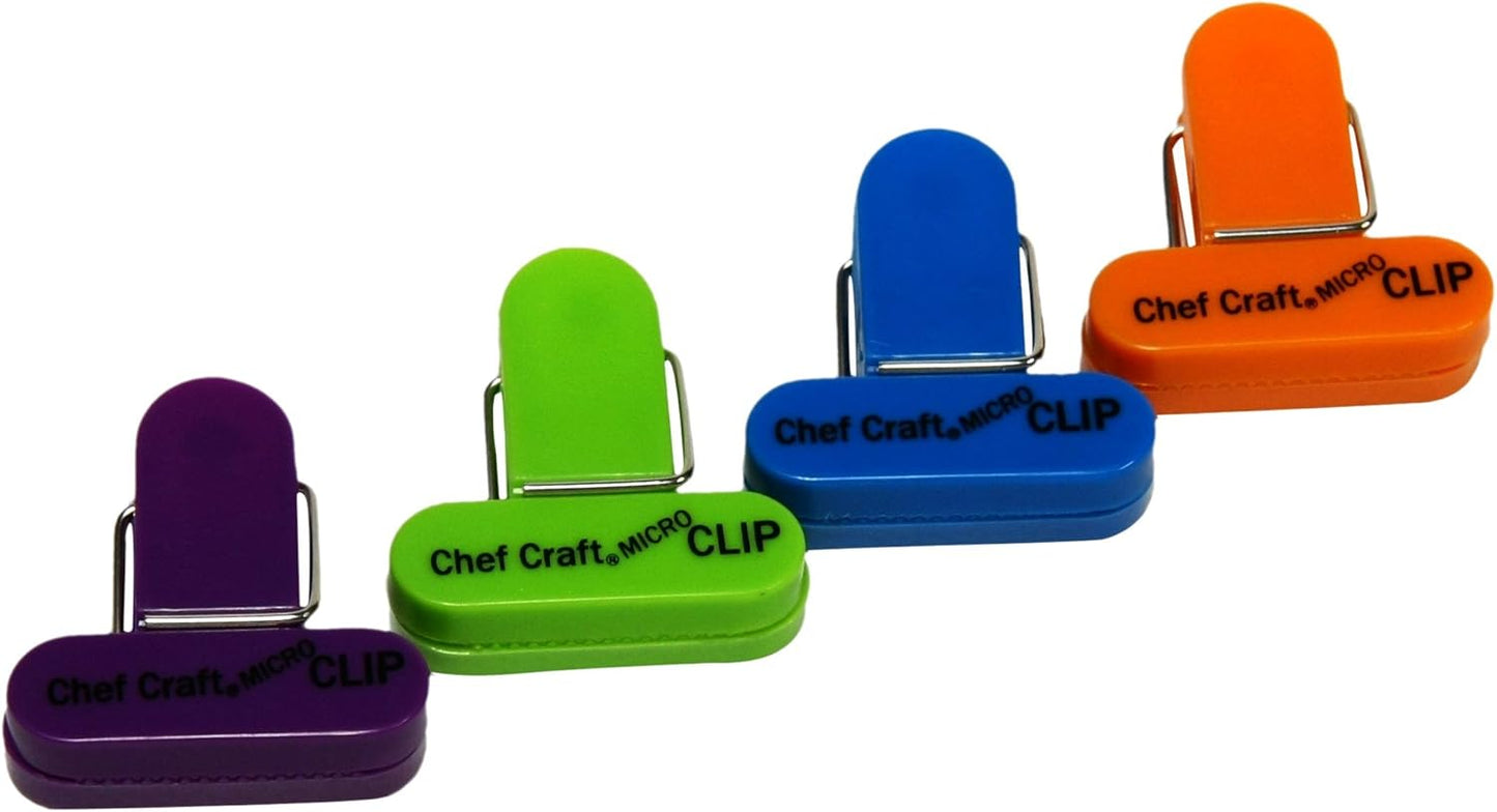 Chef Craft Select Plastic Micro Bag Clips, 4 Piece Set, Purple/Orange/Green/Blue