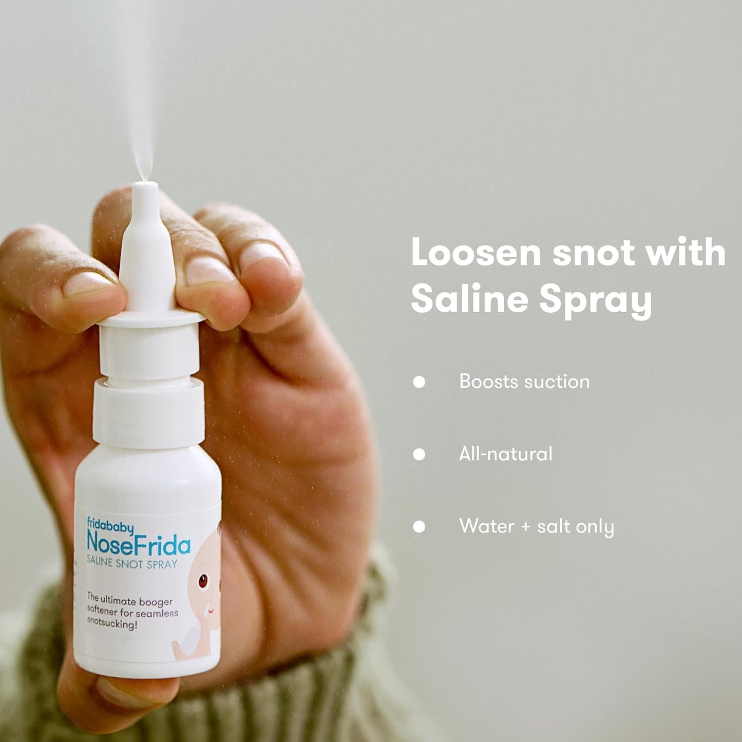 Frida Baby Saline Kit, Cold & Flu 12 pc Set Includes NoseFrida Nasal Aspirator for Baby, Nose Sucker, Saline Nasal Spray with 10 Extra Hygiene Filters, Nasal Spray Decongestant, 0.68 fl oz