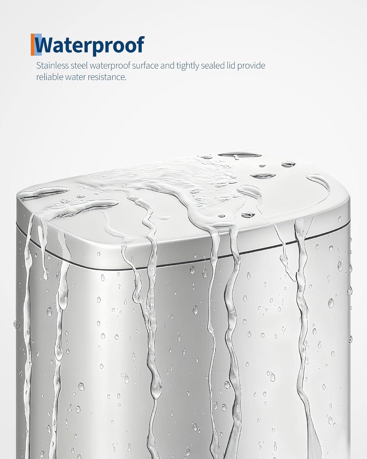 Garvee 13 Gal (50 L) and 2.6 Gal (10 L) Stainless Steel Trash Can Combo Set, Rustproof Garbage Can with Lid for Kitchen and Bathroom, Step-on Trash Bin with Inner Bucket, Rear Handle, Silver