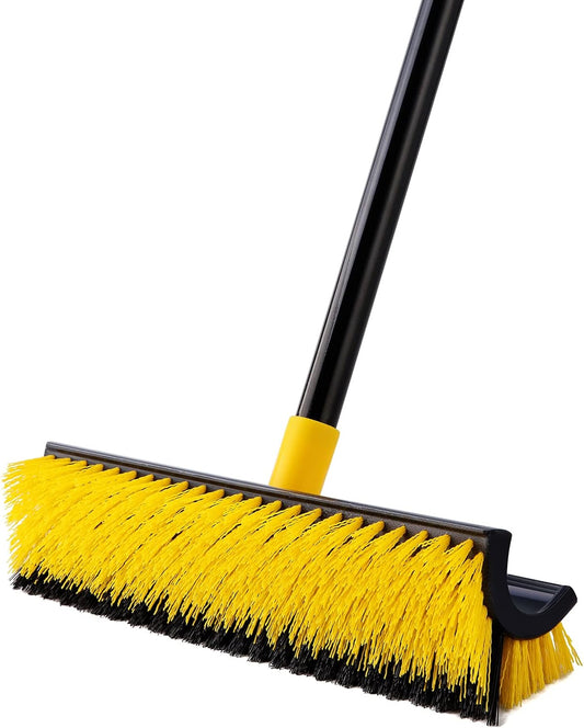 Yocada Double-Sided Floor Scrub Brush Triangle Brush Corner Crevice Cleaning Heavy Duty Stiff Bristle 65.5" for Cleaning Patio Bathroom Garage Kitchen Wall Deck Tub Tile