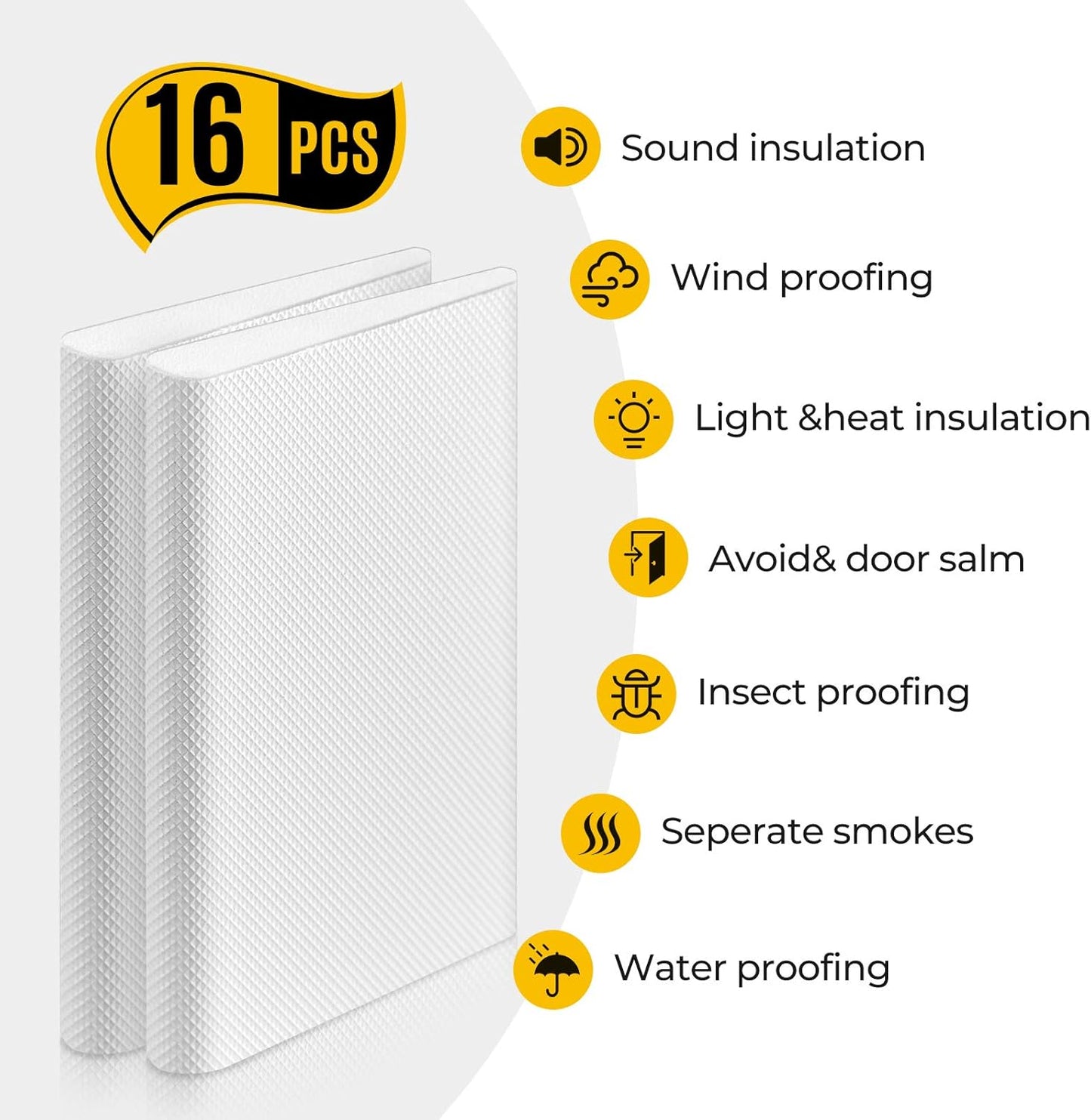 Zonon 16 Pieces Door Corner Seal Weatherstripping Exterior Door Frame Seal Draft Stopper Adhesive Corner Pads for Weather Stripping and Draft Protection (White)