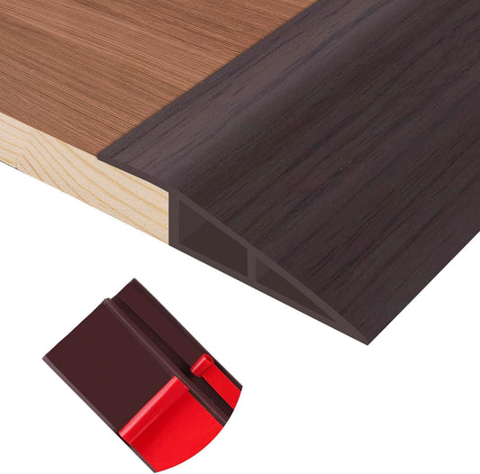 Floor Transition Strip Self Adhesive Vinyl Door Threshold for Doorways Carpet Edging Trim Overlap Edge Reducer for Laminate Floor, Carpet, Tile (Dark Walnut Grain, 3/5" to 4/5", 10Ft)