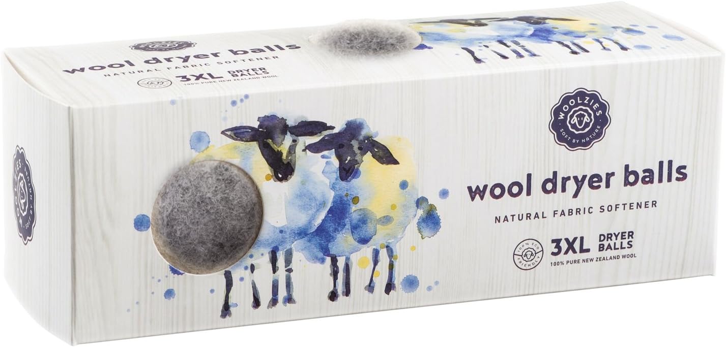 Woolzies Wool Dryer Balls Organic (3 XL, Grey)