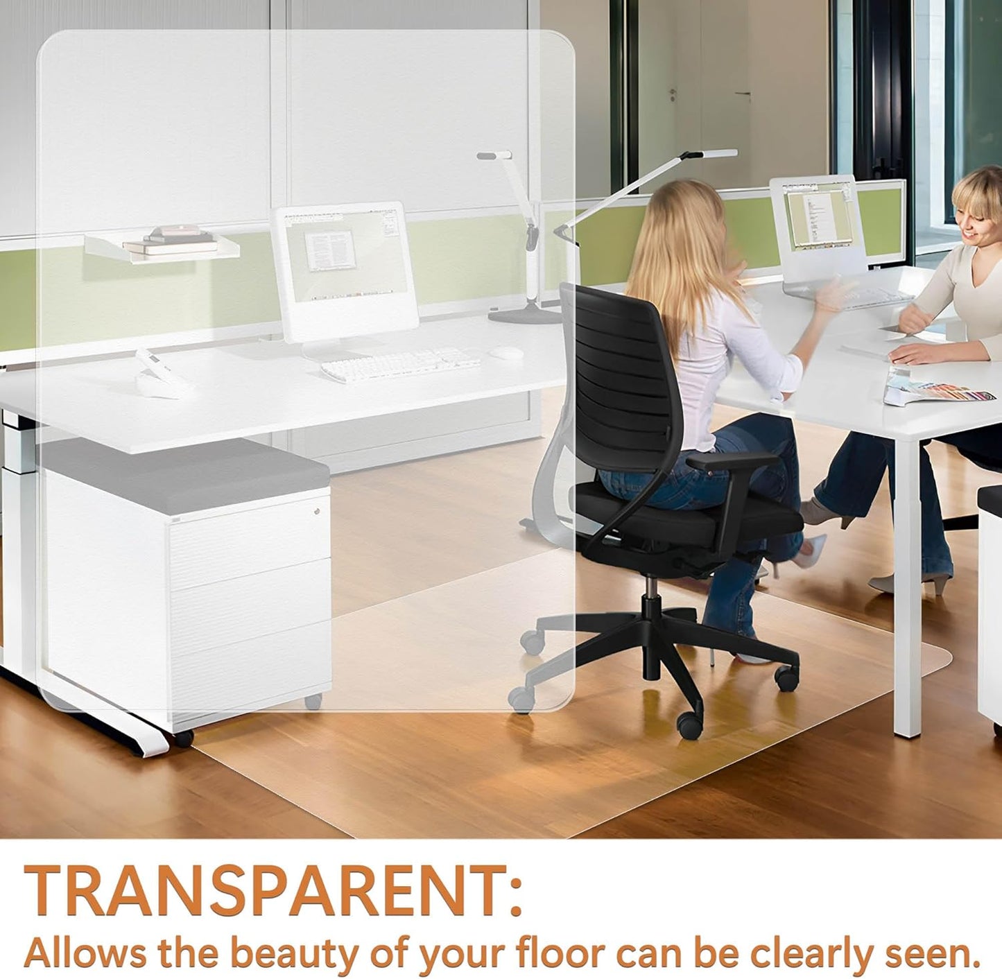 Large Office Chair Mat for Hardwood Floor- 46" x 72" Clear Computer Desk Chair Mat for Hard Wood/Tile Floors, Easy Glide Plastic Mat for Under Office Chairs on Hardwood for Work & Home