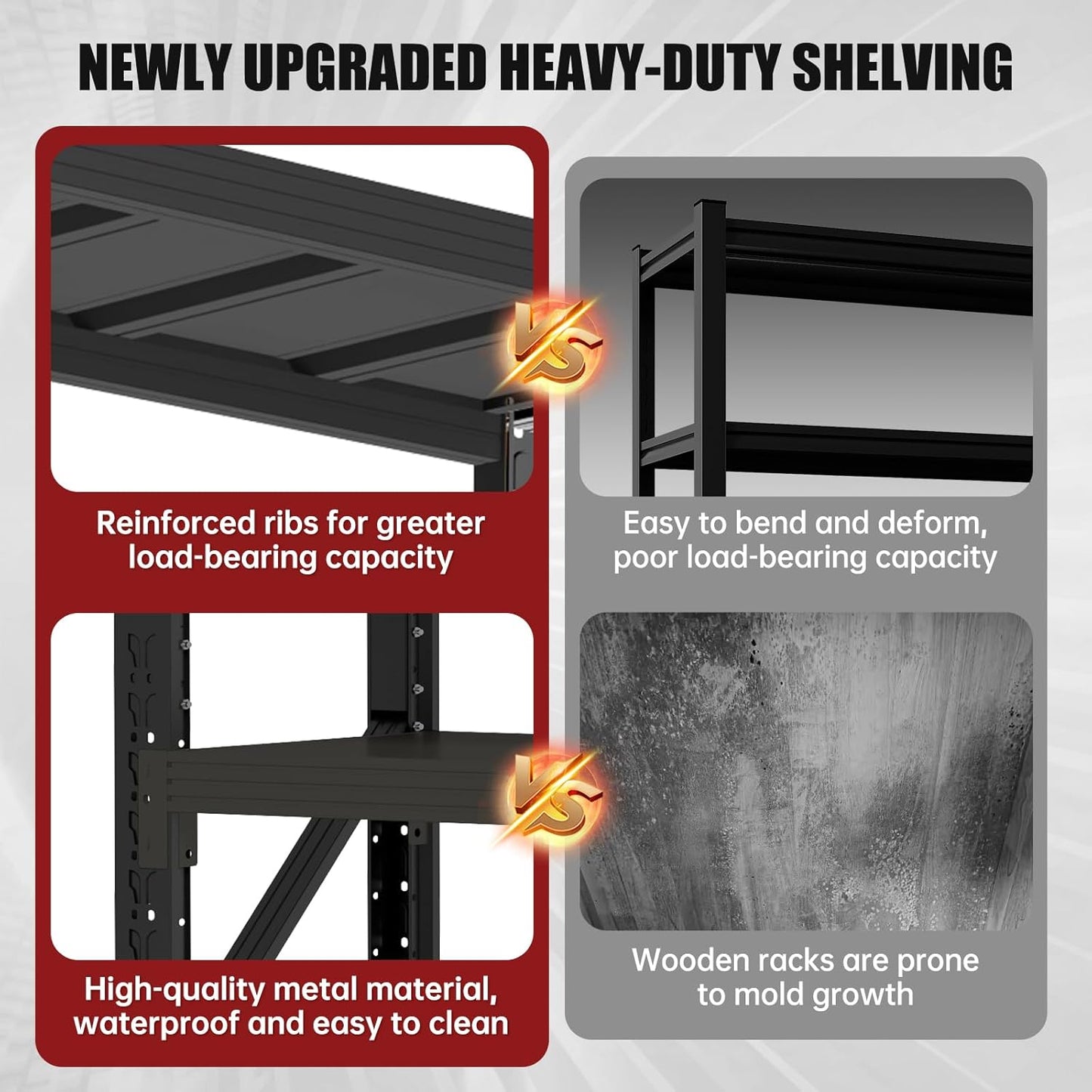 4000LBS Storage Shelves Heavy Duty, 48" W Metal Garage Shelving Units, 4 Tier Adjustable Shelf, Garage Storage Shelves Rack, Industrial Shelving for Warehouse, Basement,48" W x 20" D x 79" H