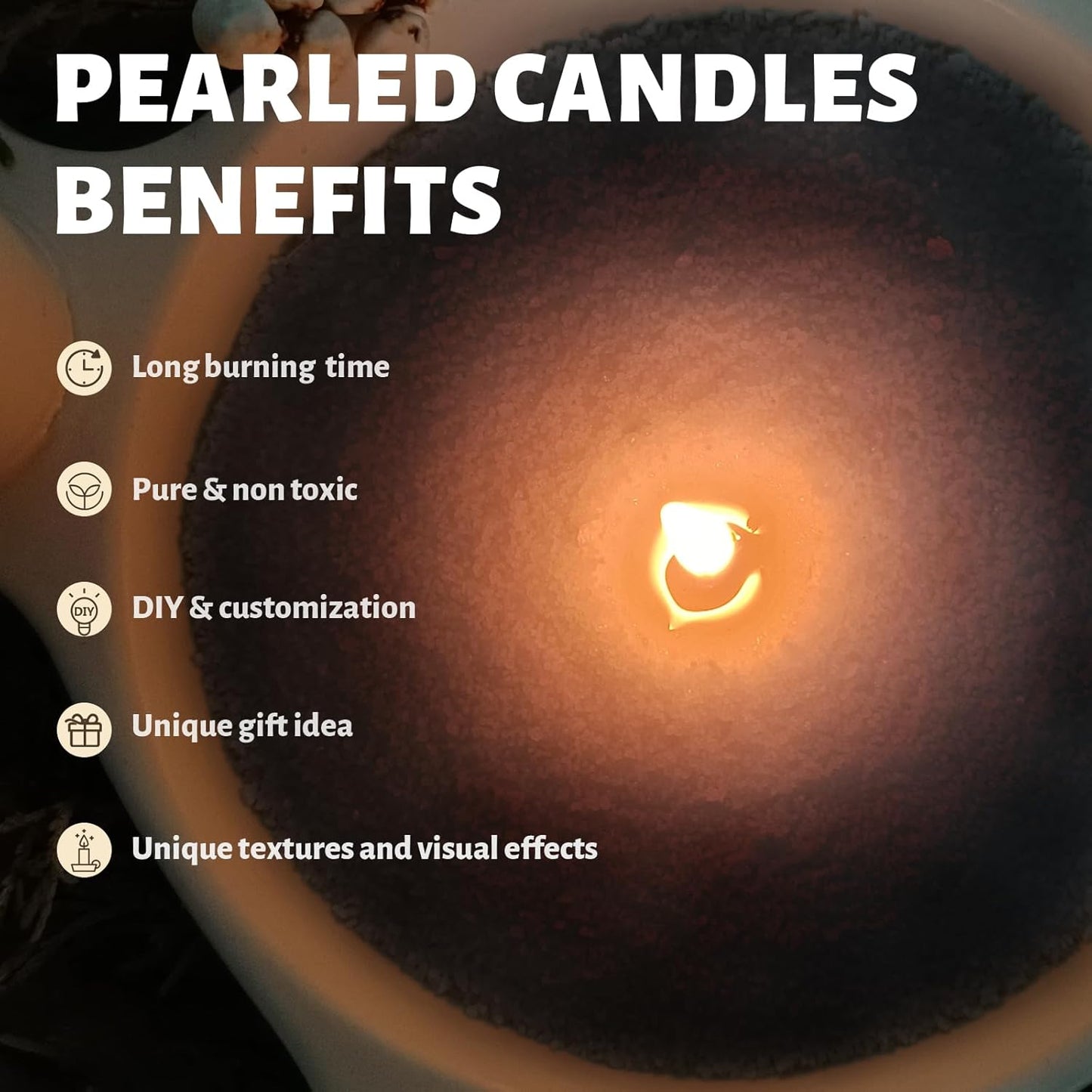 Unscented Brown Pearled Candle 18oz Luxury Sand Candle Granulated Wax - 30 Cotton Wicks – Wax for Candle Making Decorative Candles Smooth and Clean Burning Lasts up to 120 Hours