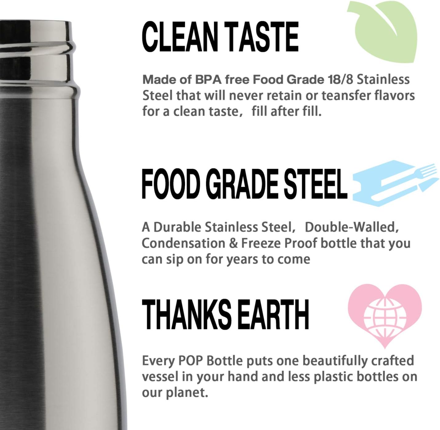 MEWAY 17oz Sport Water Bottle 8 Pack Vacuum Insulated Stainless Steel Leak-Proof Double Wall Cola Shape Water Bottle,Keep Drinks Hot & Cold (Silver,8 Pack)