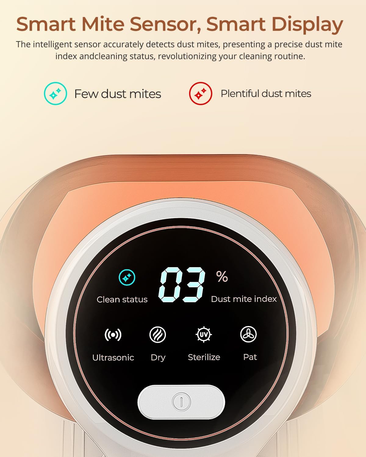 JIGOO Bed Vacuum Cleaner with Dust Sensor, Mattress Vacuum Cleaner with UV & Ultrasonic and High Heating, 13Kpa Suction 500W Powerful Double-Cup Handheld Vacuums (J300, Corded)