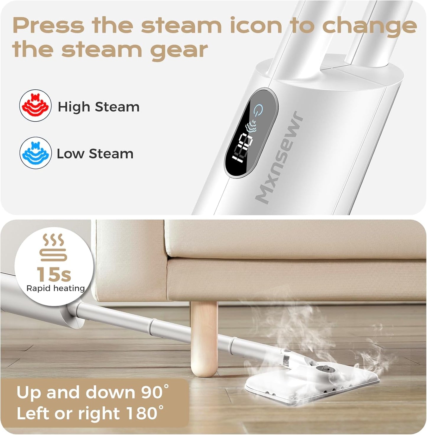 Steam Mop All-in-one for Floor Cleaning, MultiPurpose Steam Cleaner for Home with 13 Accessories, Detachable Handheld Floor Steamer with Scent Container and strap for Hardwood,Tiles,Cloths and Carpet