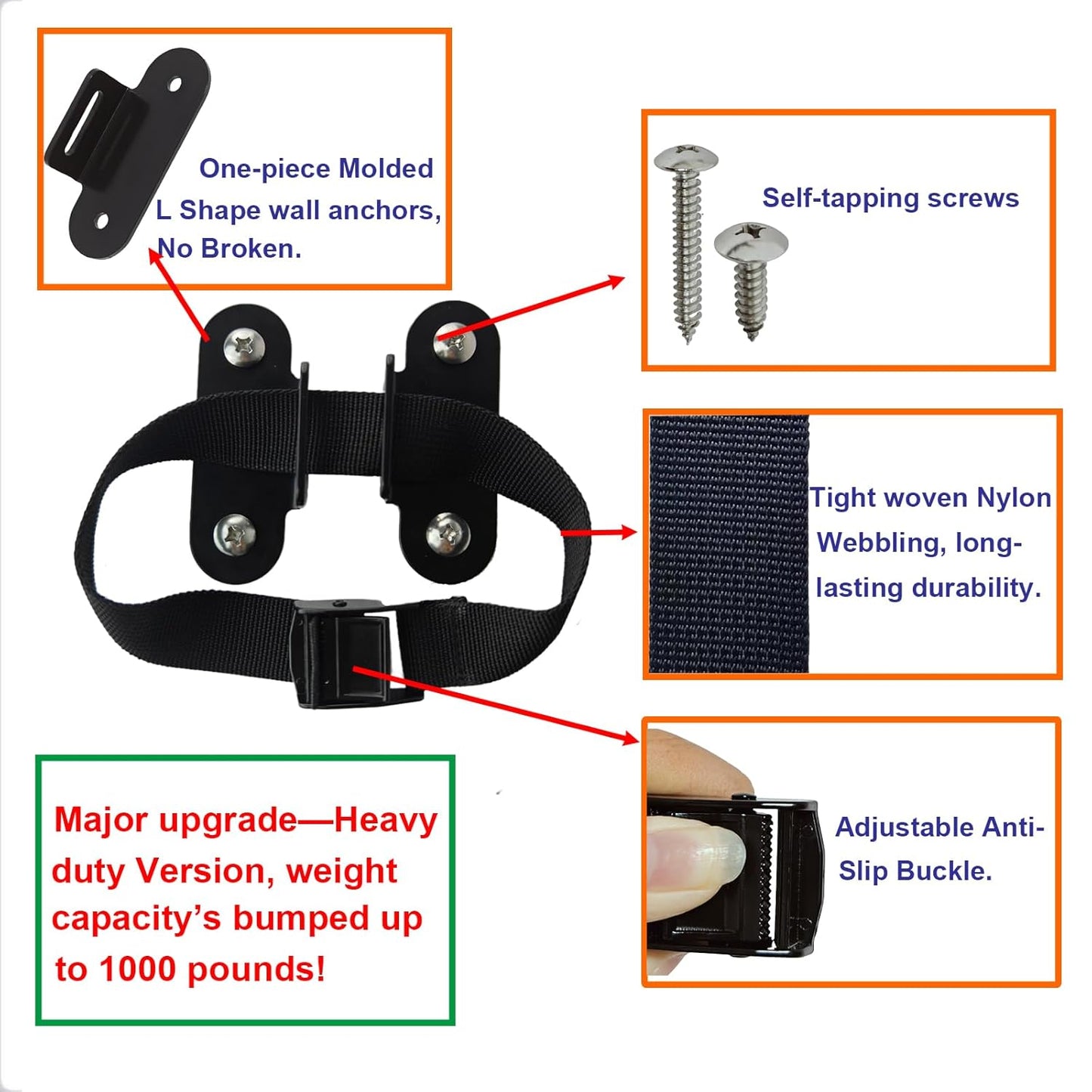 1000 lbs. Furniture Anchors, Anti Tip Straps for Furniture, Heavy Duty Safety Wall Anchors for Bookshelves, Dressers, Counters & Cabinets, Black