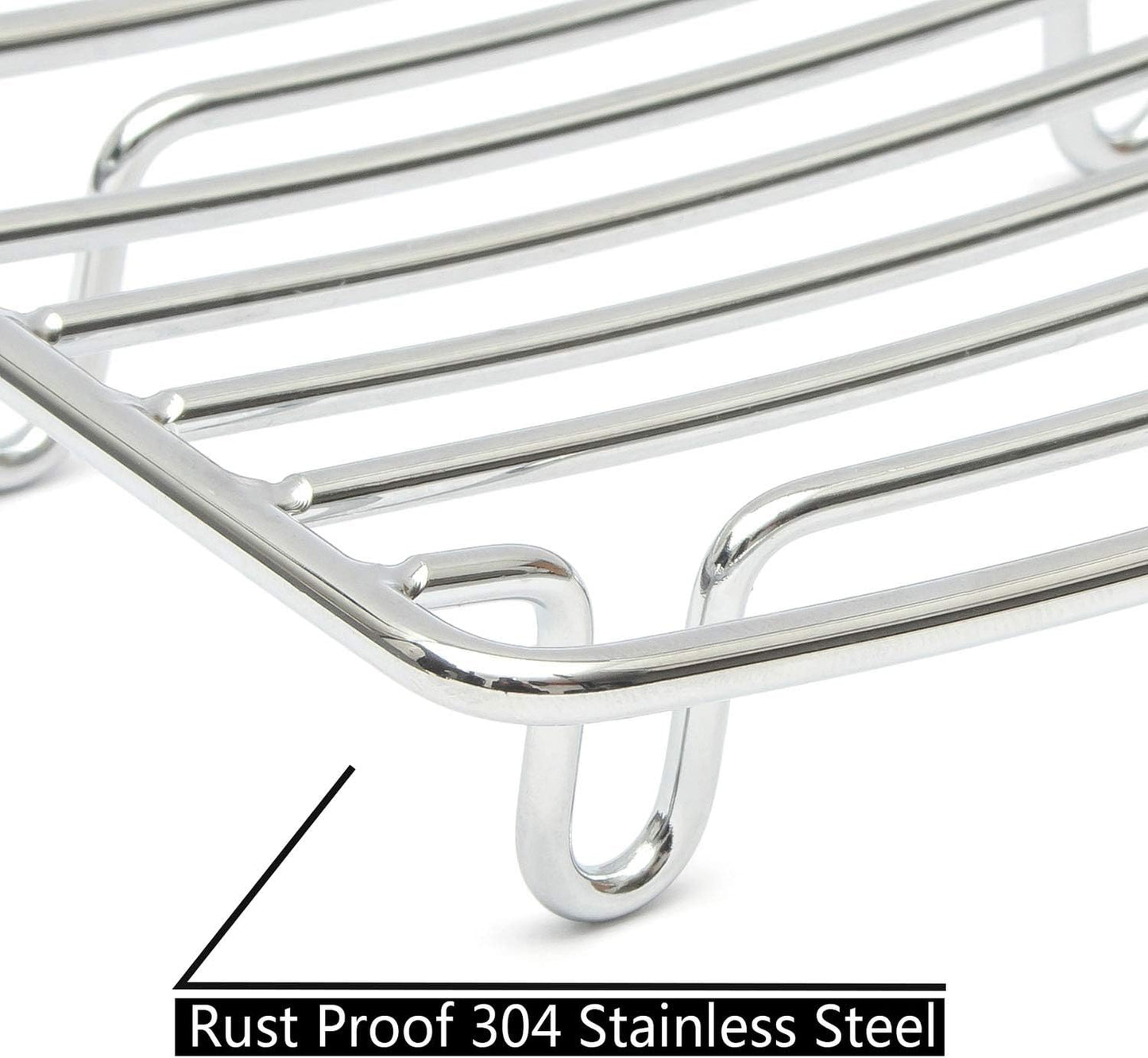 Bar Soap Dish Holder for Shower Bathroom Stainless Steel Rust Proof Self Draining with White Soap Saver Pad