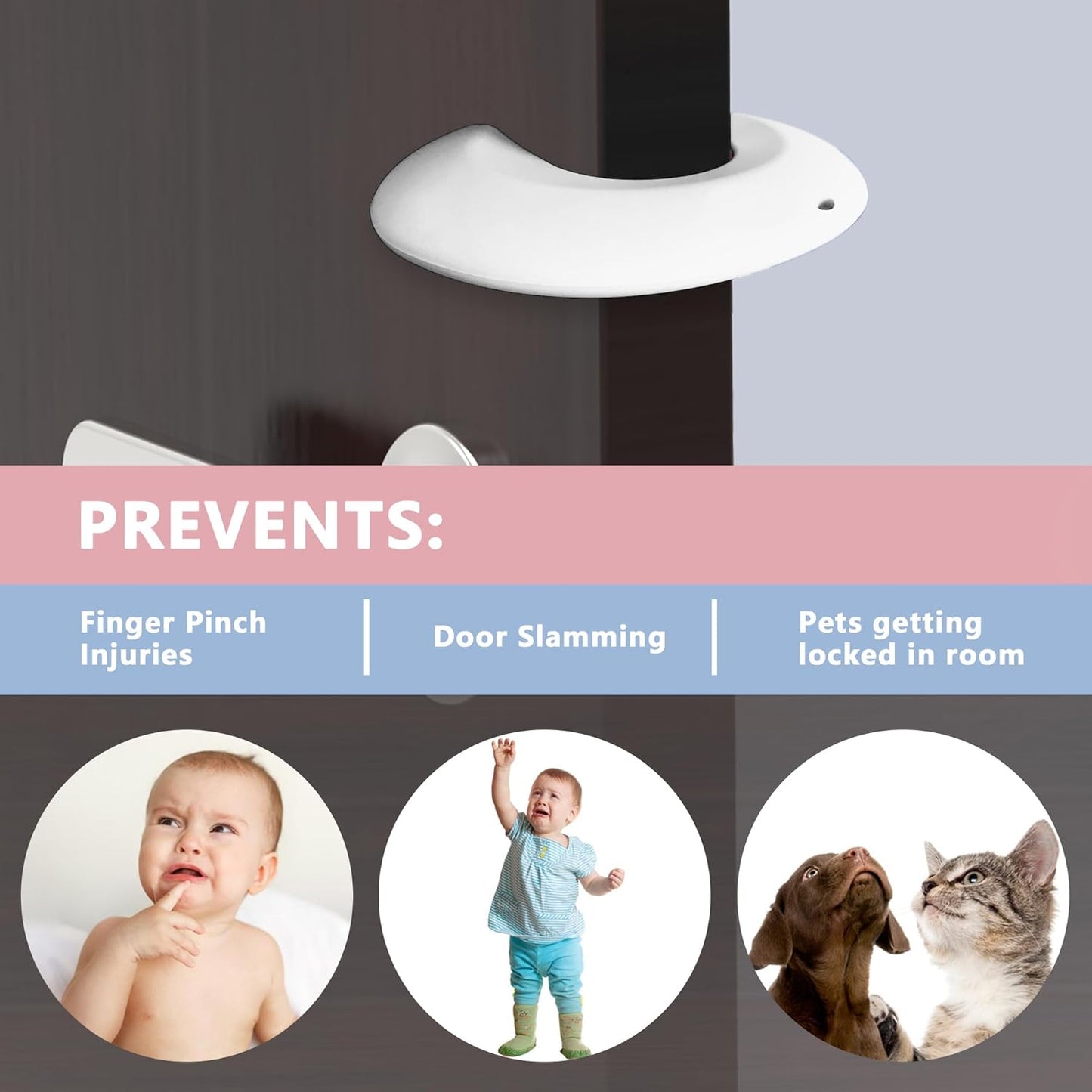 Silicone Door Pinch Guard and Door Slam Stopper, Durable Finger Pinch Guard, Prevents Pinch Injuries, Slamming Doors, Door Stopper for Kids, 6 Packs White.