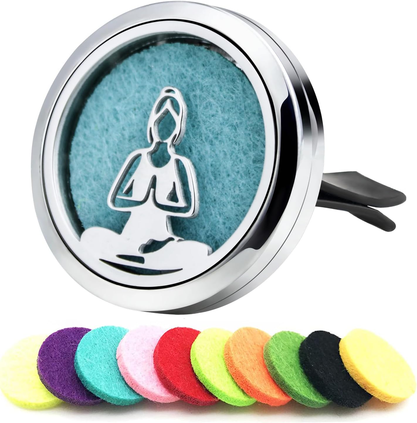 30mm Car Essential Oil Diffuser Vent Clip Air Freshener Vent Clips Aromatherapy with 10 Felt Pads Car Accessories Mother's Day for Women (Yoga Girls)