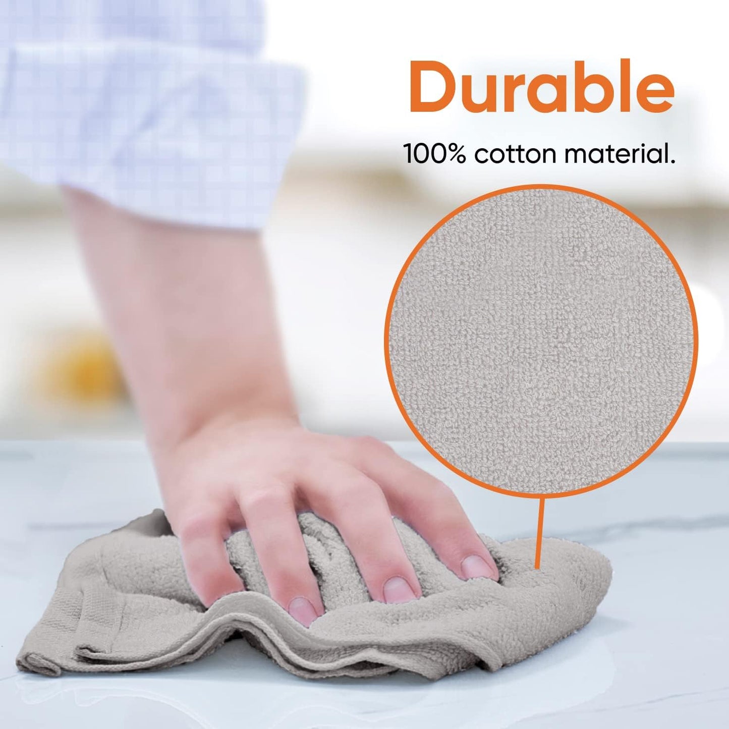 Superio Cotton Terry Washcloths Grey Towels 100% Cotton Cleaning Cloth 16" Rags Wash Clothes for Body and Face, Spa Towels, Multi Purpose (24, 16"x16")