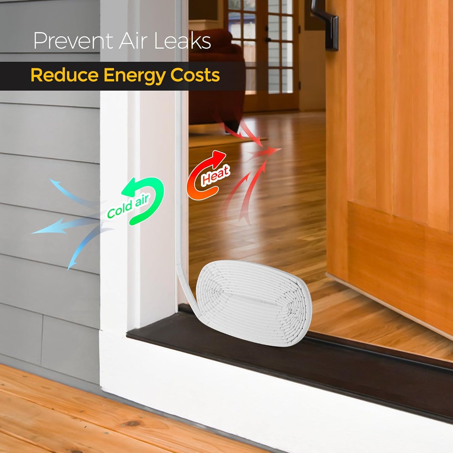 Weather Stripping Door Seal Strip - Soundproof Q-Shaped Foam for Exterior Door Frame, Large Gap Seal, Noise Cancelling, Easy to Install (White, 21FT)