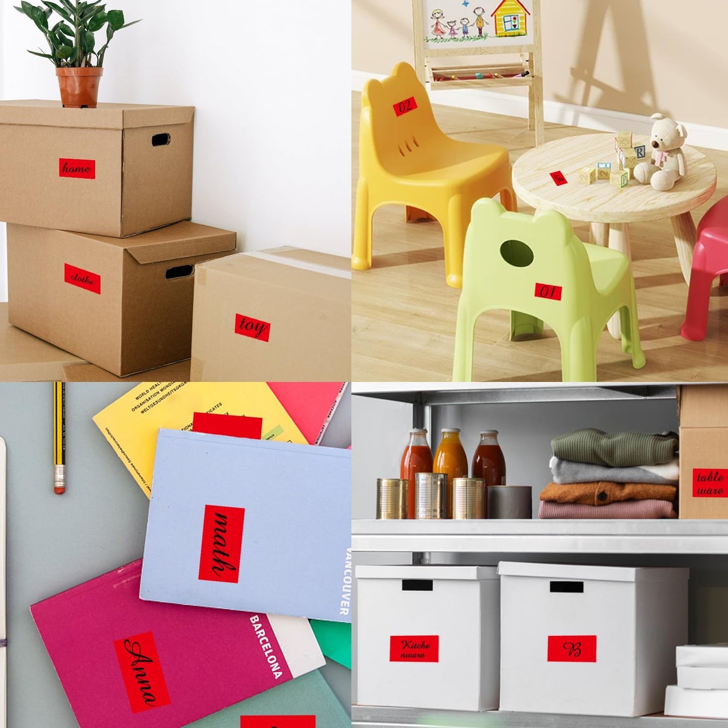 STARLIBOO 250 Red 2*3 Inch Rectangle Removable Writable Color Coding Labels, Name Tag Stickers, File Folder Labels