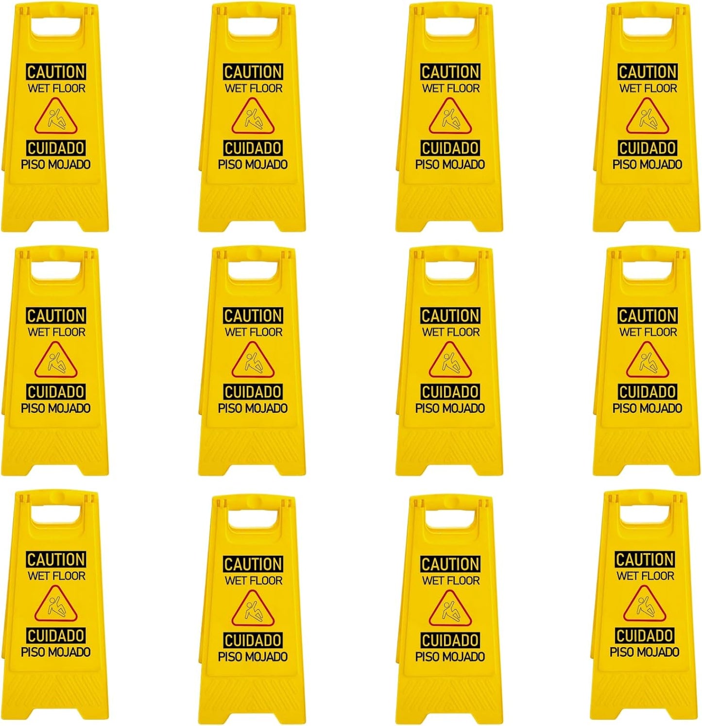 12 Pack A-Frame Caution Wet Floor Safety Signs，Foldable Double Sided Warning Boards for Storefront，Lobby，Mall，Gym，Spa