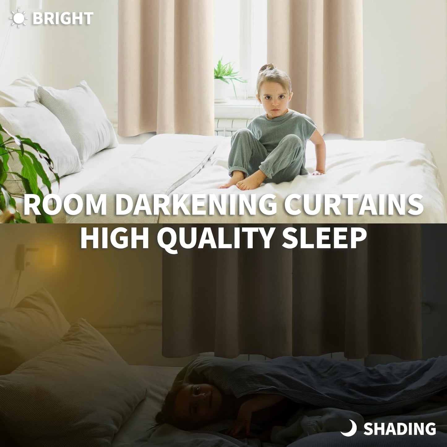 BGment Champagne Blackout Curtains for Bedroom 84 Inches Long - Thermal Insulated Room Darkening Curtain for Living Room, 42 x 84 Inch, 2 Panels