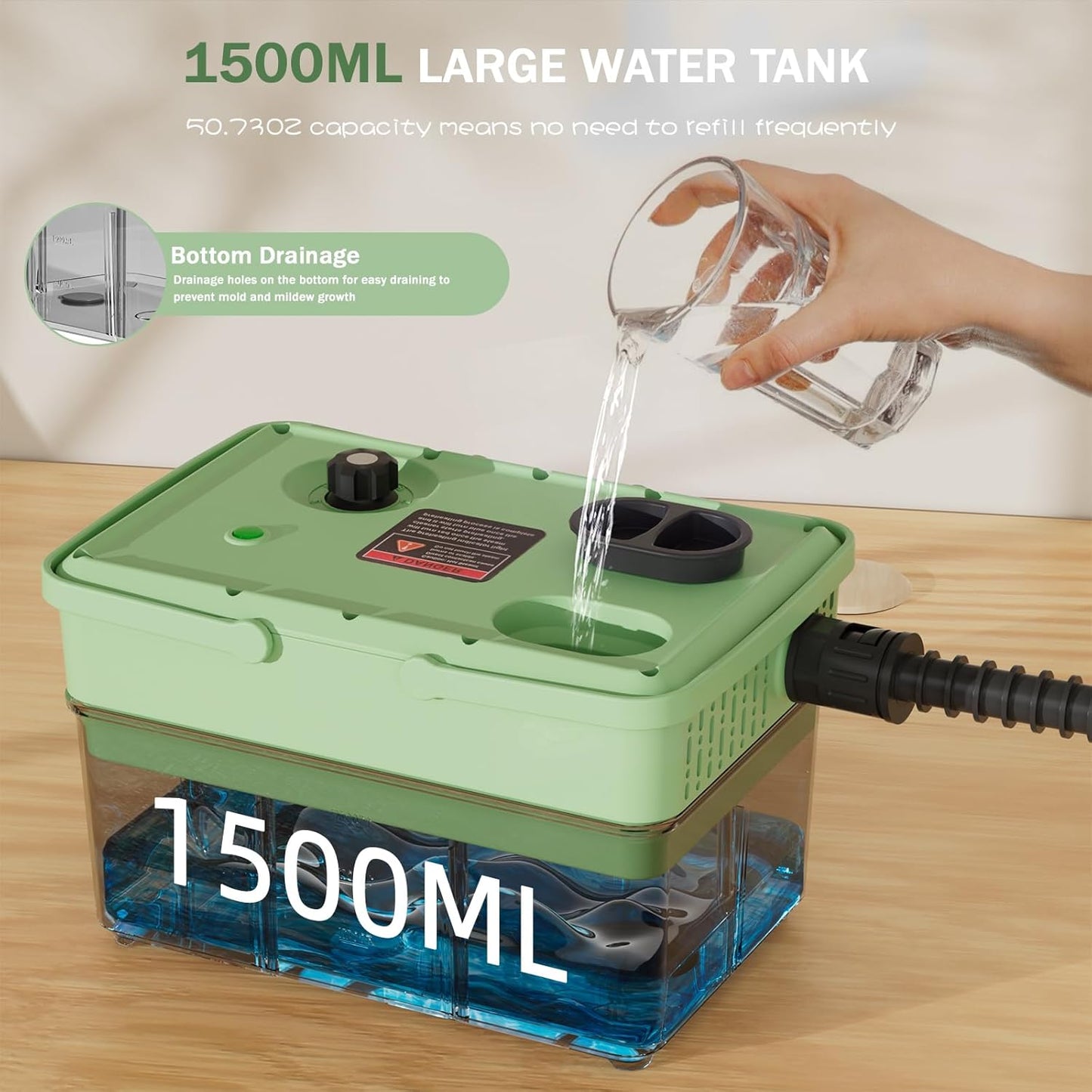 Handheld Steam Cleaner 2500W,10s Fast Heat-Up & 50.73OZ Large Tank,Pressurized Portable Steamer with 9 Accessories for Home,Car,Kitchen,Bathroom,Floors,Grout,Tile,Upholstery