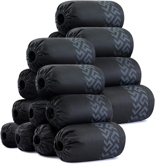 Non-Slip Shoe Covers Disposable, XL Large 200-Pack | Black Breathable Boot Covers for Indoor Use | Stretchable, Durable Non-Woven Fabric | Fits Men's Size Up to 13, Shoe Protectors for Home & Work