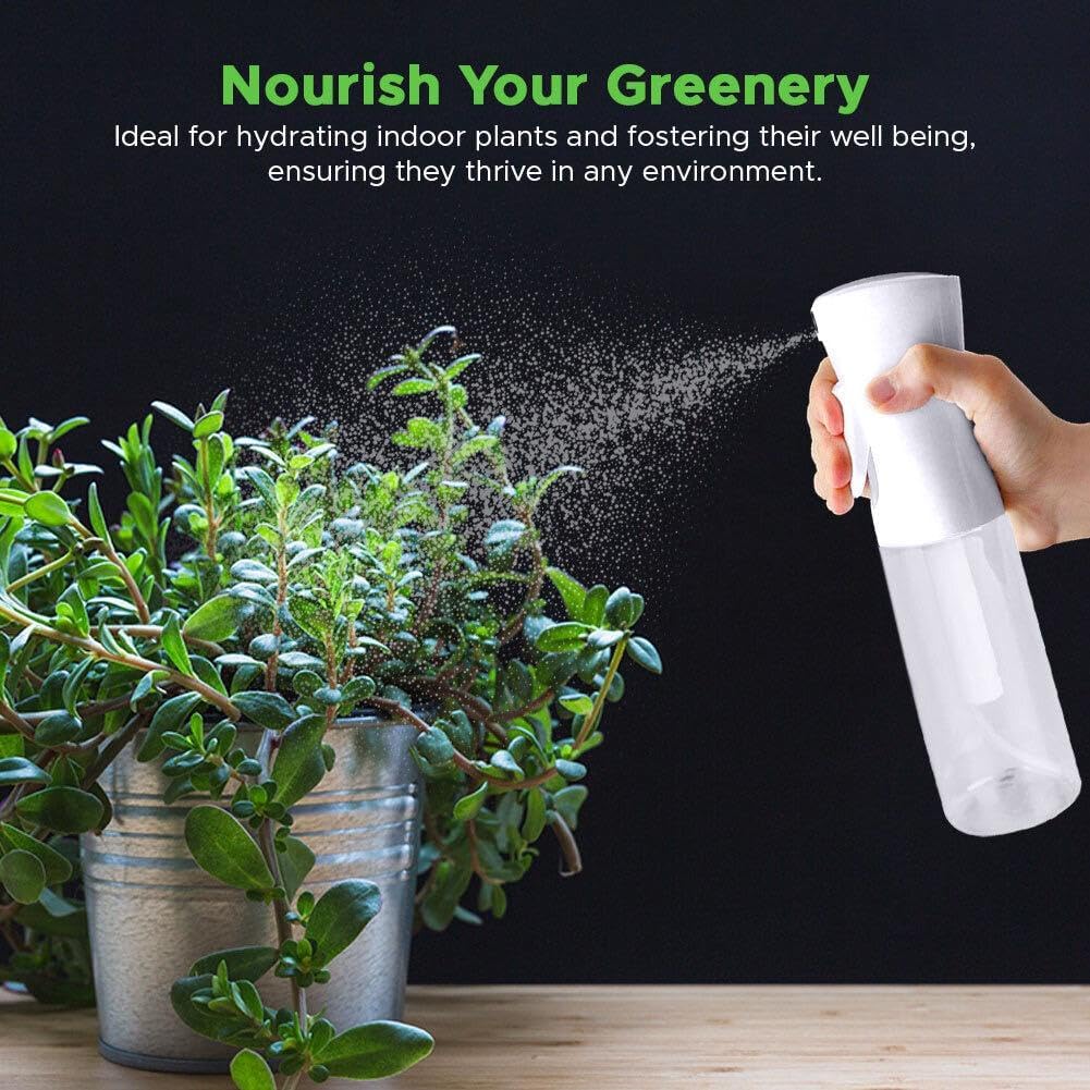 VIGOR PATH Continuous Spray Bottle for Hair – Fine Mist Mister for Hairstyling, Cleaning, Plants, Pets, Barbers, Salons, and Essential Oil Applications (300ml/10.1 oz) Clear 2 Pack