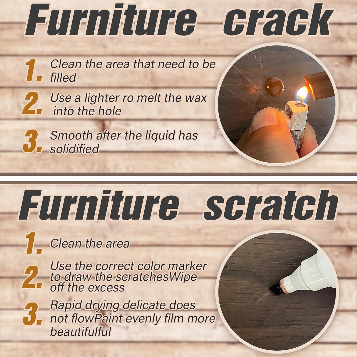 Multi-Color Wood Filler Kit | Professional Repair for Furniture & Flooring | Non-Toxic Fast-Drying Putty (Tools Included)