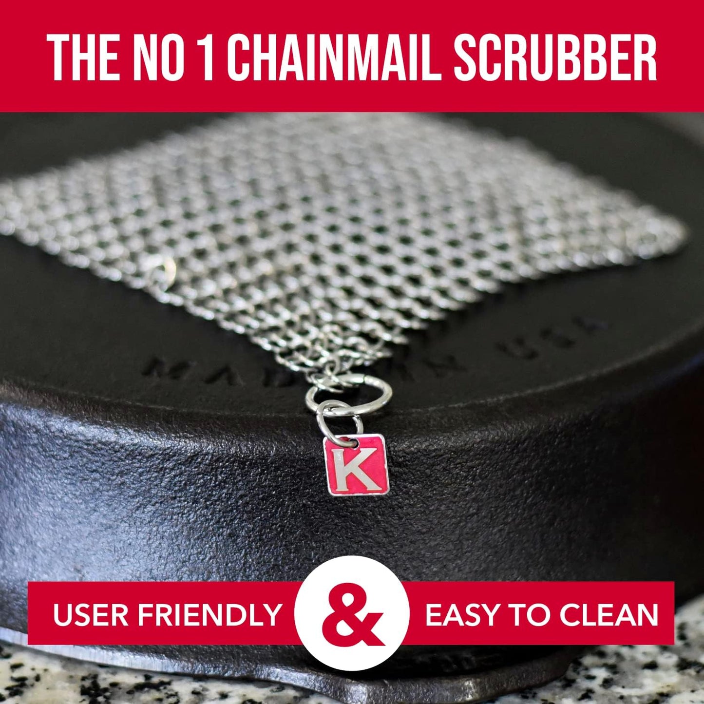 Knapp Made Original CM Scrubber 4" Chainmail Scrubber - Cleaner For Cast Iron, Stainless Steel, Hard Anodized Cookware and Other Pots & Pans