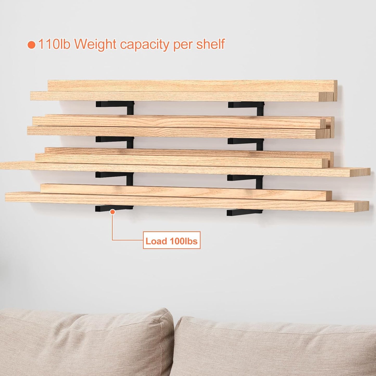 NANANARDOSO Wall Mount Wood Organizer and Lumber Storage,Heavy Duty Metal Shelf with 4-Level,Lumber Metal Racks for Indoor and Outdoor Use,4 Pack