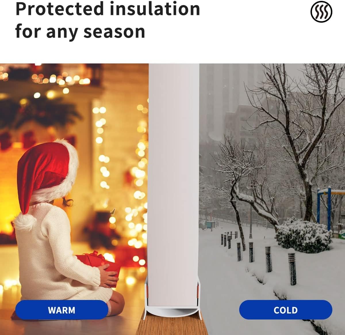 Door Draft Stopper, Strong Adhesive Door Sweep for Exterior and Interior Doors, 39” Length Cuttable Under Door Seal. (White, 2 Pack)