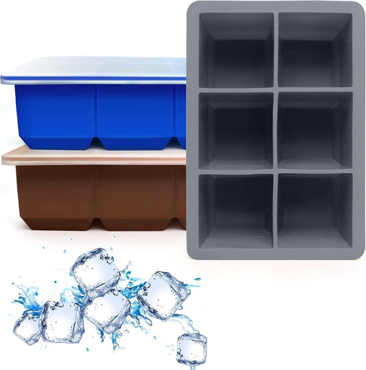 Silicone Ice Cube Trays 3 Pack - Large Size Silicone Ice Cube Molds with Leak Proof Removable Lid Square Ice Cube Tray And BPA Free for Cocktail,Whiskey, Stackable Flexible Ice