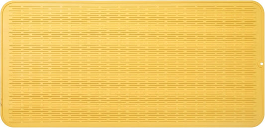 Silicone Dish Drying Mat for Multiple Usage,Easy clean,Eco-friendly,Heat-resistant Silicone Mat for Kitchen Counter or Sink,Refrigerator or Drawer Liner Yellow 5XL 36inches x 18inches