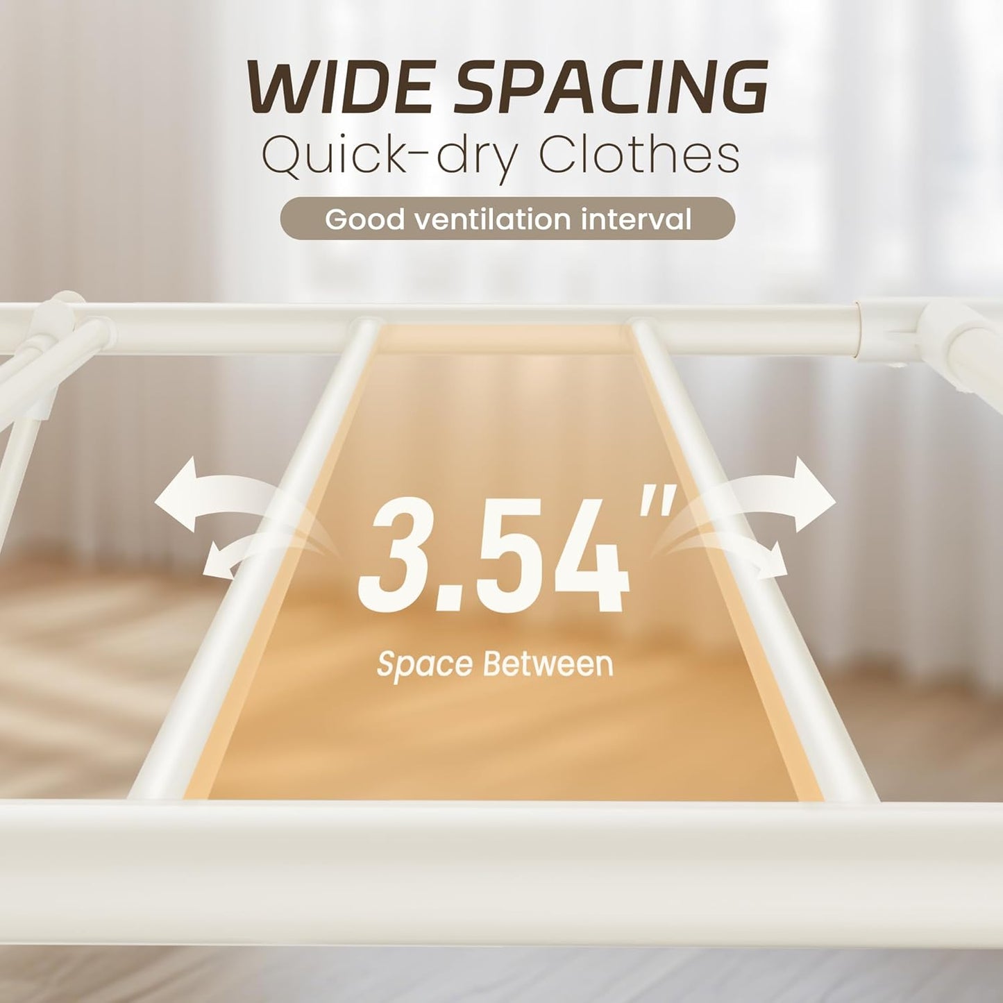 GameGem Clothes Drying Rack, Drying Rack Clothing, Foldable Laundry Drying Rack with 3 Heights-Adjustable, Sturdy Carbon Steel & Anti Slip Feet, Indoor Outdoor Use, Cream White