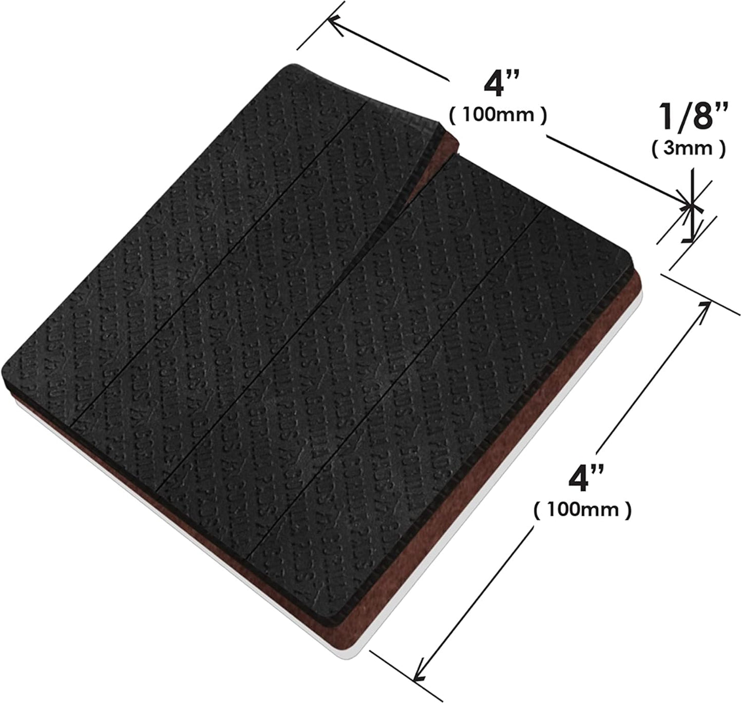Slipstick GorillaPads Non Slip Furniture Pads/Gripper Feet Floor Protectors (Set of 4) Premium 4 Inch Pre-Scored Square Self Adhesive Rubber Stoppers for Furniture Legs, Black, CB157
