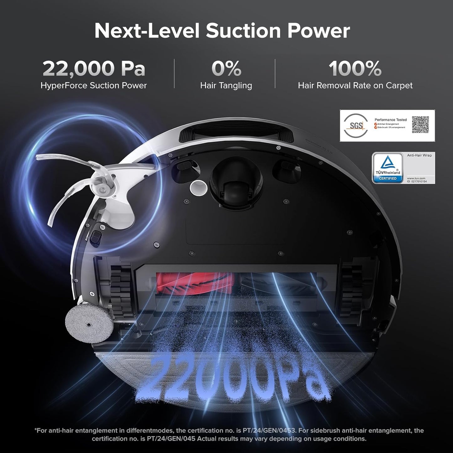 roborock Saros 10 Robot Vacuum and Mop, 22,000Pa Suction, AI Obstacle Avoidance, 3.14-inch Ultra Thin, Intelligent Dirt Detection, Zero Tangling Main Brush, Hot Water Mop & Dock Self Cleaning