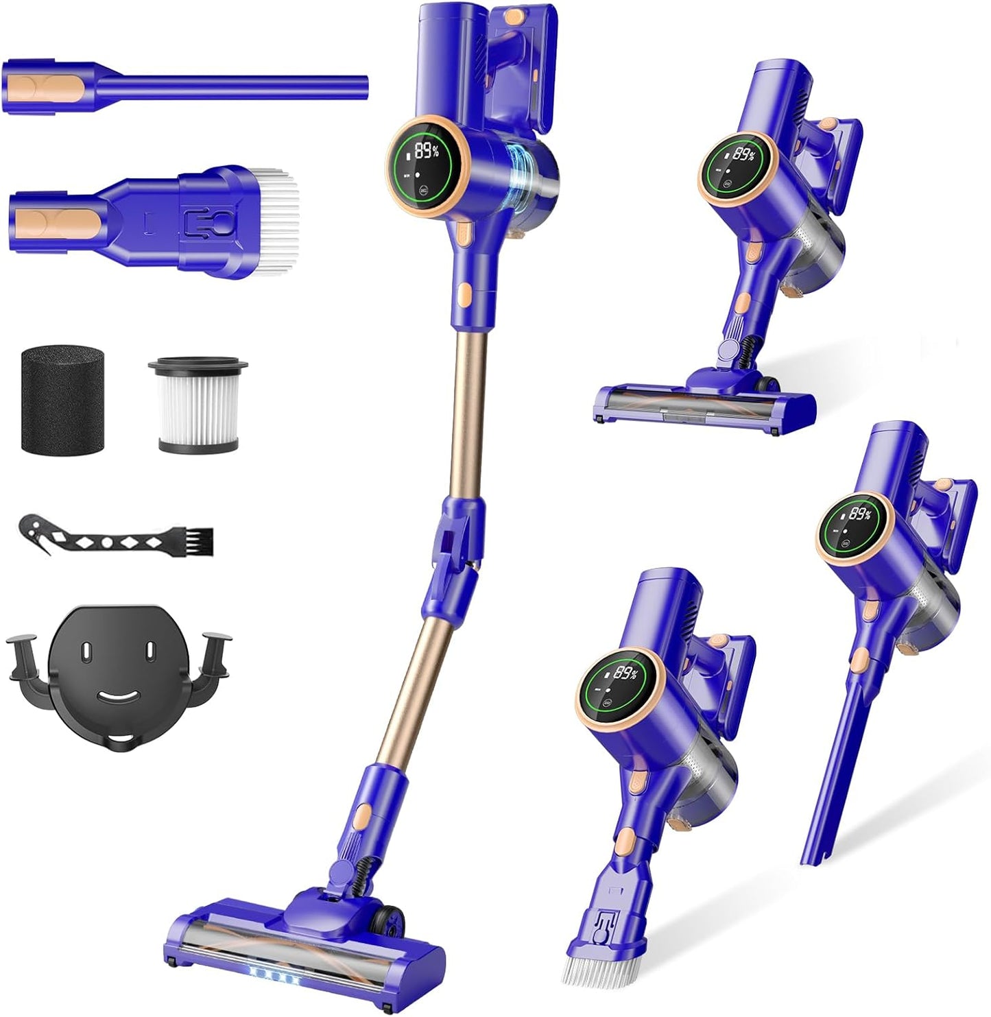 Cordless Vacuum Cleaner, 180° Bendable Wand Stick Vacuum Cleaners with Touch Screen, 8-in-1 Vacuum with Lightweight Rechargeable Battery, Longlasting Runtime for Home Hard Floor Low-Pile Carpet